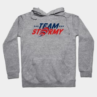 Team Stormy Daniels I Am With Her Red Blue Stars Hurricane Logo Hoodie